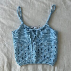 Zara Light Blue Knit Camisole Top
